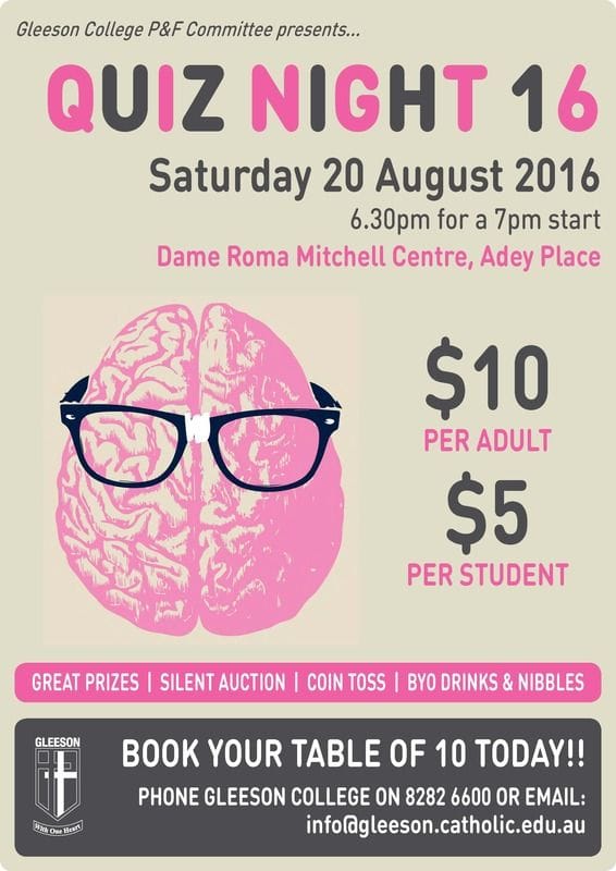 P&F QUIZ NIGHT 2016 - BOOK YOUR TABLE TODAY!! P&F QUIZ NIGHT 2016 - BOOK YOUR TABLE TODAY!!